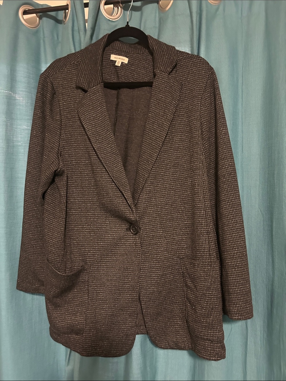 Women’s Gray Houndstooth Single-Button Blazer size 1X
